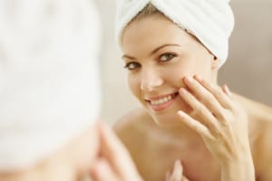 Young woman and towel