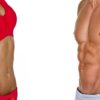 Muscular male and female abs