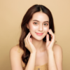 Look rested and youthful with eyelid surgery woman are happy with perfect clean healthy skin and beautiful long brown hair.